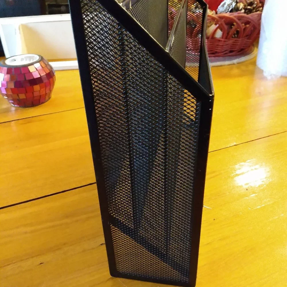 3 Compartment Black Wire Mesh File Folder Holder Desk Storage Organizer